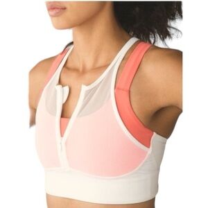 EUC Lululemon Ready Set Sweat sports bra white pink Shelf-Bra Non padded Sz 6